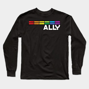 Proud Ally Bars Equality Lgbtq Rainbow Flag Gay Pride Ally Long Sleeve T-Shirt